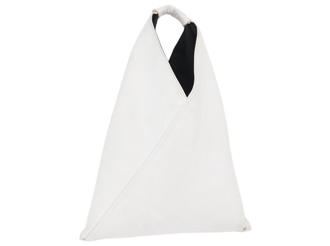 Autre Marque Bolsa de mão em couro branco Maison Margiela Auth mr2179