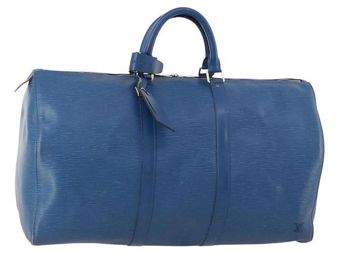 LOUIS VUITTON Epi Keepall 50 Bolsa Boston Azul M42965 LV Auth 170836