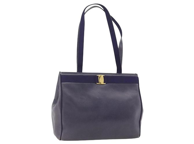 Borsa Tote Vala in Pelle Viola e Oro Auth BSZ080 di Salvatore Ferragamo D'oro Porpora