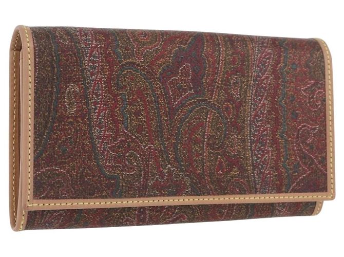 ETRO Cartera Bifold Paisley de PVC Cuero Burdeos Auth am10961V