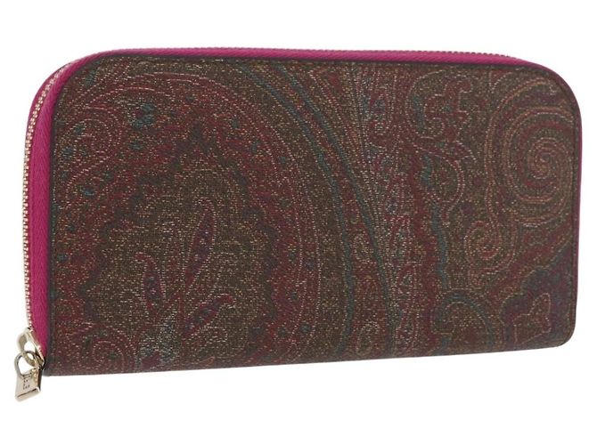 ETRO Cartera Larga Paisley de Cuero PVC Burdeos Auth am10960V