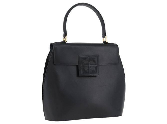 Borsa a mano GIVENCHY in pelle nera e oro Auth BSZ396 Nero D'oro