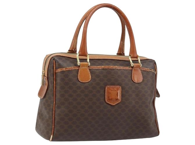 Céline CELINE Macadam Canvas Handtasche PVC Gold Braun Auth bs34012 Golden