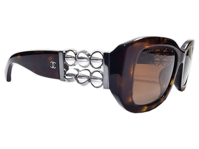 Chanel rectangular tortoiseshell sunglasses with silver bubbles - 5542-A c.714/S9 Brown