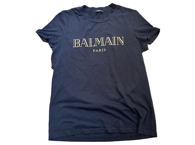 Balmain Paris Black T-shirt with Gold Logo
