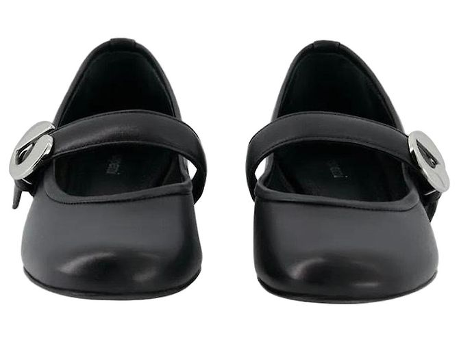 Coperni Belt Ballerinas Schwarzes Leder Silber Hardware