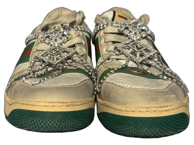 Baskets Gucci avec des cristaux Multicolore Beige Vert