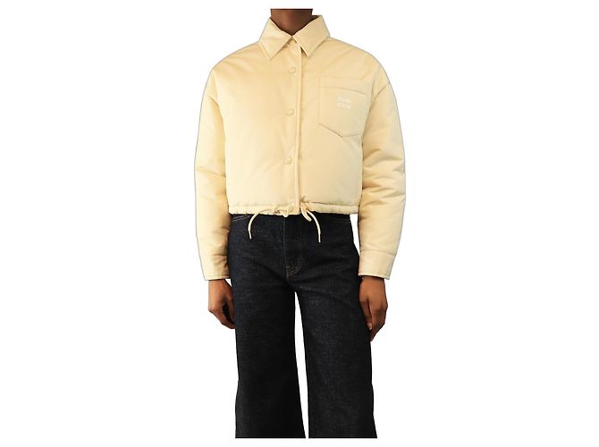 Miu Miu Cream cropped shacket - size UK 8