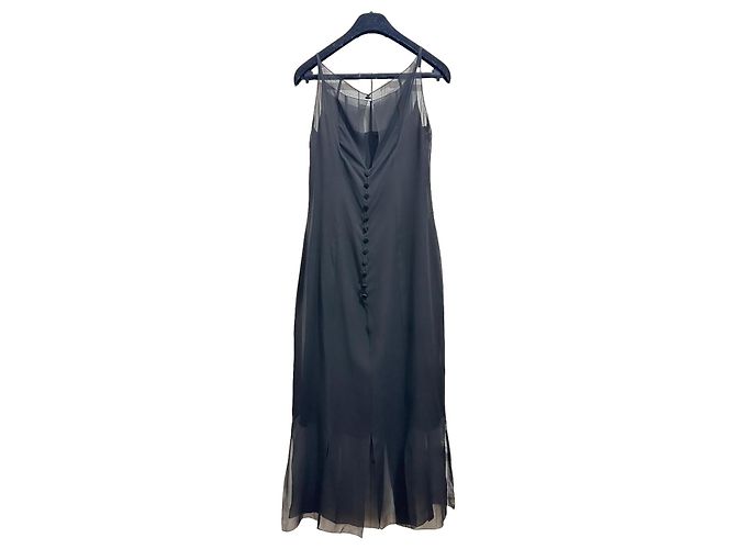 Cambon Chanel Kleid aus schwarzer Seide Kollektion 1997 97A