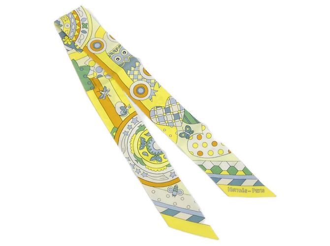 Silk In Hermès I MURMURI DELLA FORESTA Sciarpa Twilly Giallo Seta