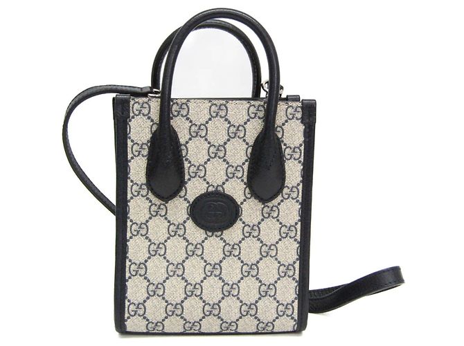 Bolsa Gucci Interlocking G 671623 Bege Azul marinho