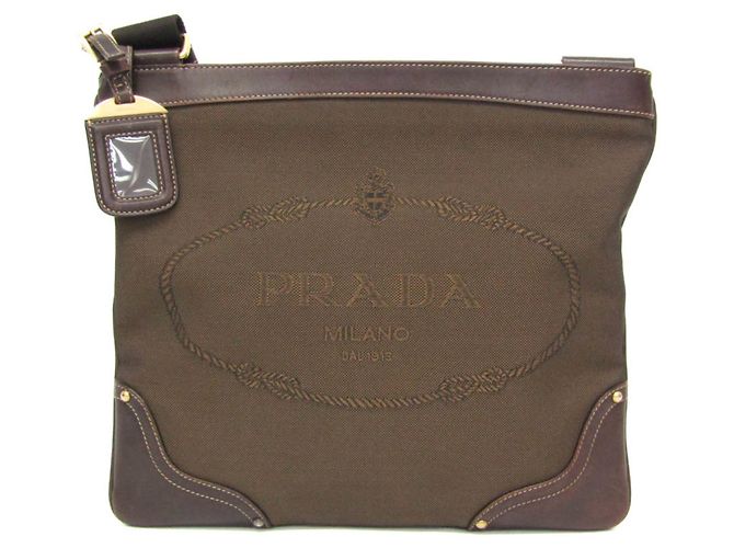 Prada Logo Jacquard Women's Shoulder Bag Dark brown