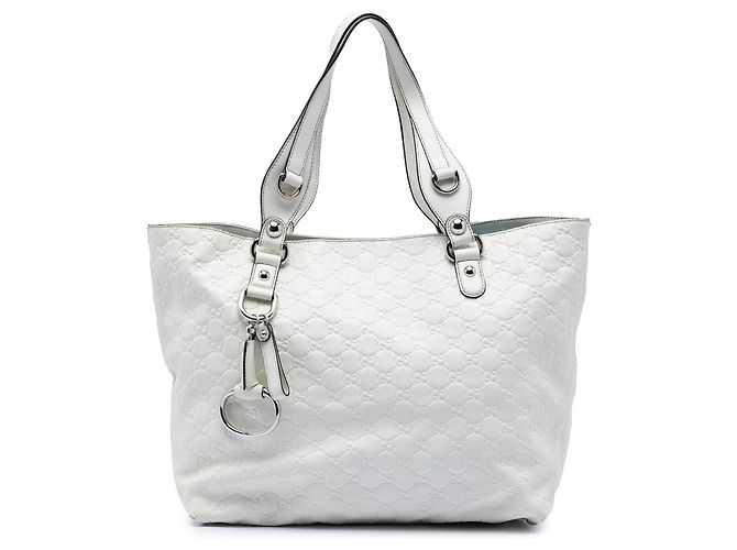 Gucci White Guccissima Icon Bit Tote Weiß