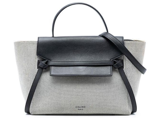 Belt Bag Céline Bolsa de cinto mini em lona e couro cinza Celine