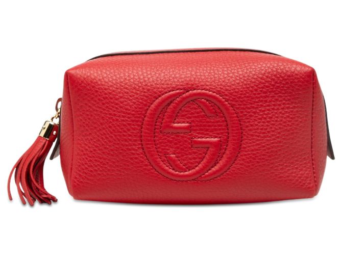 Gucci Rote Leder Soho Kosmetiktasche