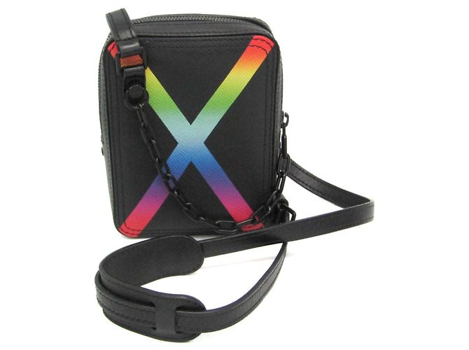Louis Vuitton Taiga Danube Messenger Shoulder Bag Black Multiple colors
