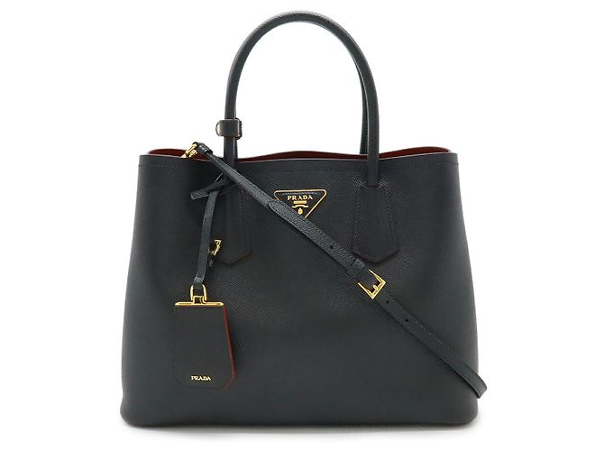 Bolsa Tote Dupla de Couro Prada Preto