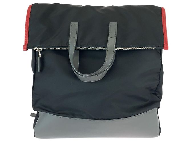 Prada Nylon Leather Tessuto 2way Backpack Black