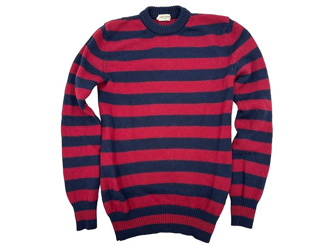 Saint Laurent Wollpullover Rot Blau