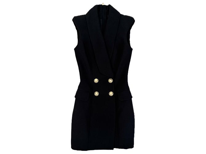 Balmain Wollblazer Kleid ärmellos schwarz