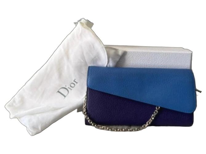 Portafoglio Dior in pelle bicolore Blu Porpora