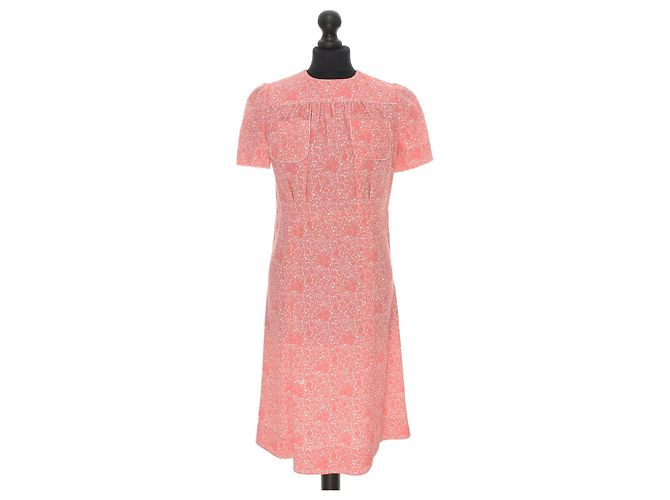 Vestido midi de viscose rosa Louis Vuitton