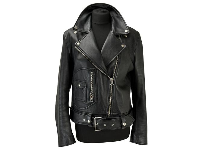 Autre Marque ACNE STUDIOS Bikerjacke aus schwarzem Lammleder