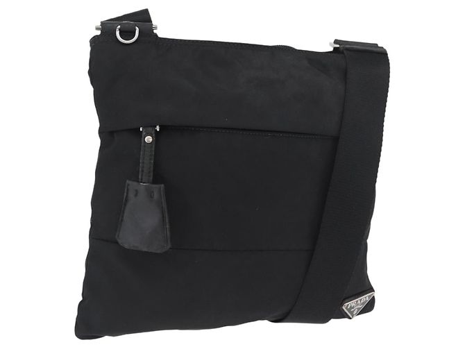 PRADA Shoulder Bag Nylon Black Silver Auth bs33911 Silvery