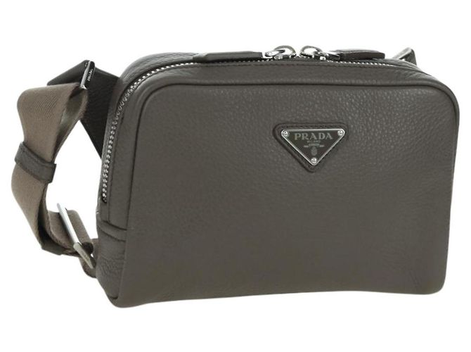 PRADA Vitterodino Bolso de Hombro Cuero Gris Plata 2VH184 Auth ARZ688SAM Castaño