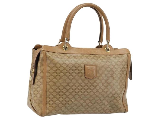 Céline CELINE Macadam Canvas Handtasche PVC Beige Gold Auth ARZ059 Golden