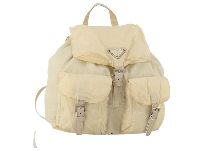 PRADA Backpack Nylon White Silver Auth 170947 Silvery
