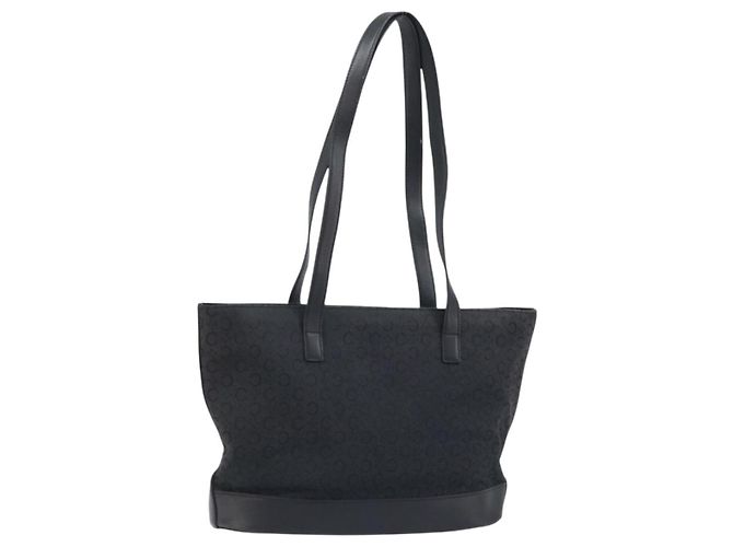 Céline CELINE C Macadam Canvas Tote Bag Black Silver Auth 174485 Silvery