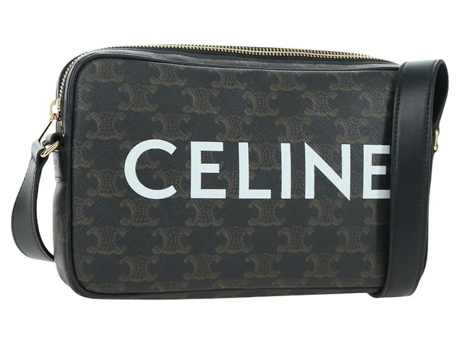 Céline Borsa Messenger Triomphe Medium CELINE Borsa a Spalla PVC Nero Oro Auth ARZ678SAM D'oro