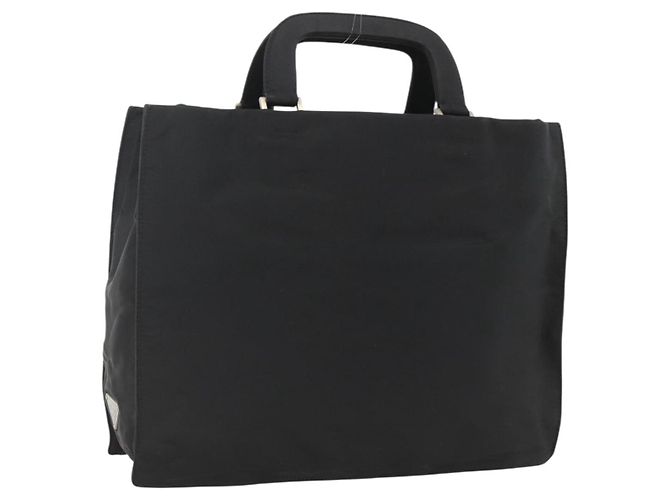 PRADA Handtasche aus Nylon Schwarz Silber Auth BSZ285