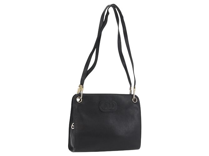 Borsa a Spalla Christian Dior in Pelle Nera e Oro Auth BSZ005 Nero D'oro