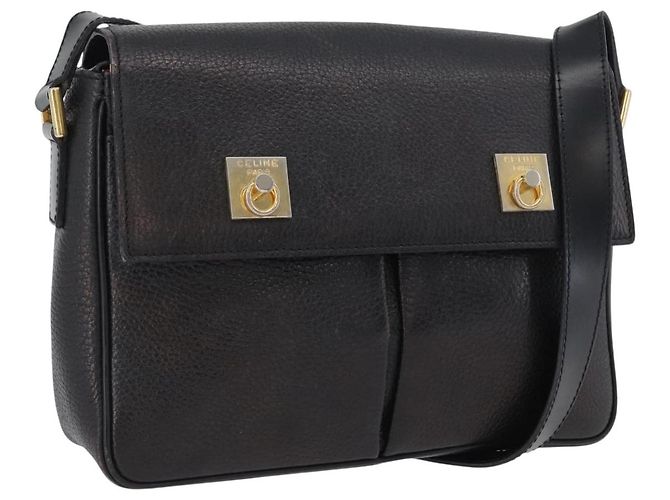 Céline Borsa a Spalla CELINE in Pelle Nera Oro Auth 173699 Nero D'oro