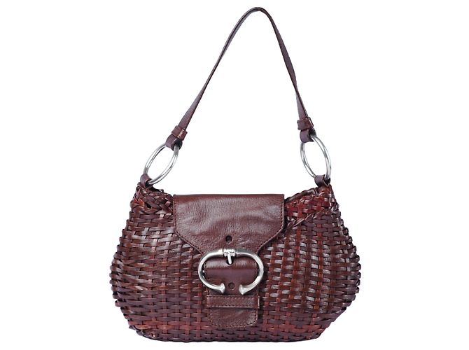 Bolsa de couro marrom Prada
