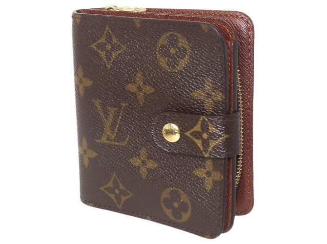 Cartera bi-fold compacta con cremallera Monogram Louis Vuitton Monograma