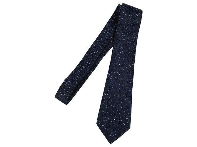 Cravate en soie et polyester bleu marine Chanel