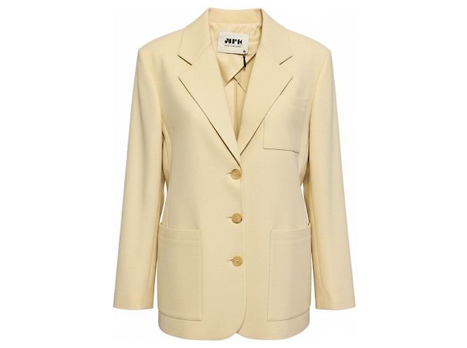 Creme Knopf-Front-Jacke Maison Rabih Kayrouz Beige