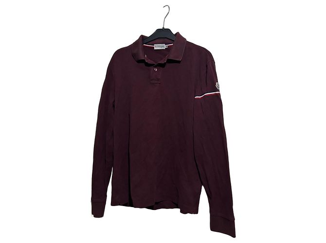 Polo Moncler Bordeaux a Maniche Lunghe Bordò