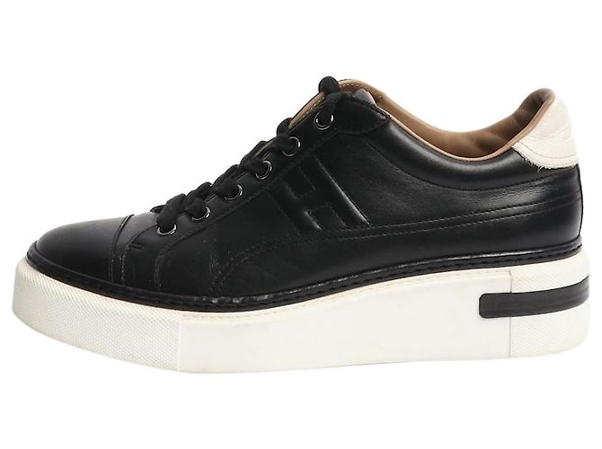 Hermès Schwarze Leder-Sneaker - EU 39