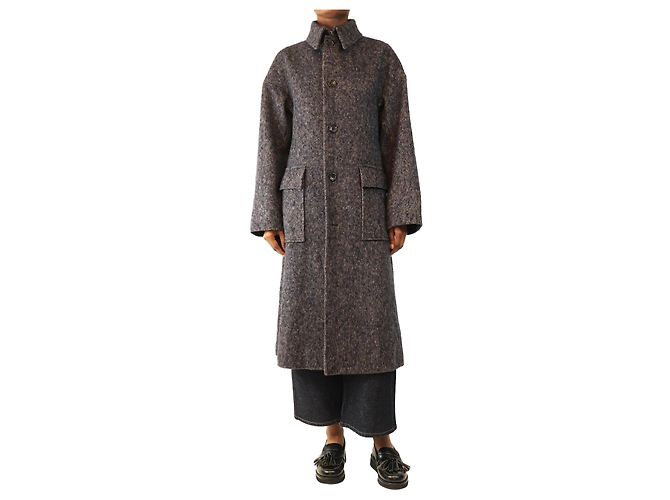 Autre Marque Navy Herringbone coat - size UK 4 Blue