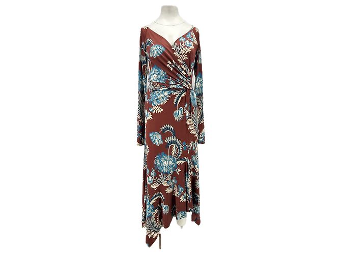 Etro Maxikleid bedruckt braun Polyester Größe 42