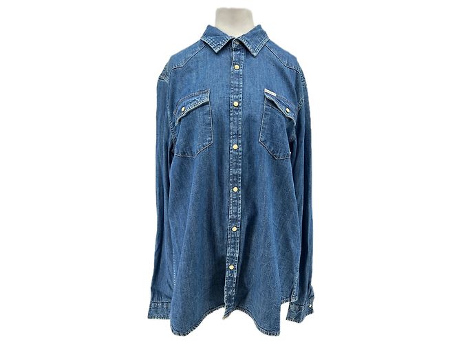 Camicia Guess in denim blu cotone
