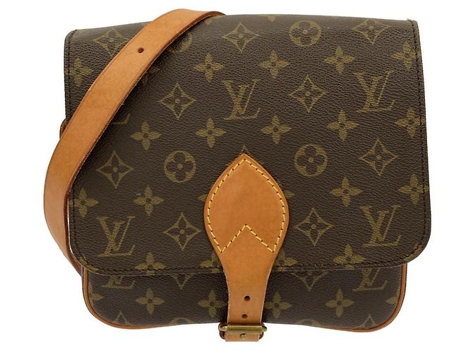 Louis Vuitton Monogram Cartouchiere Shoulder Bag Brown