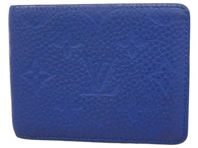Louis Vuitton Taurillon Leather Slender Wallet M80590 Blue