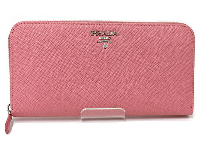 Prada Saffiano Zip-Around Long Wallet Pink