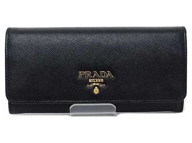 Prada Saffiano Lange Brieftasche Schwarz