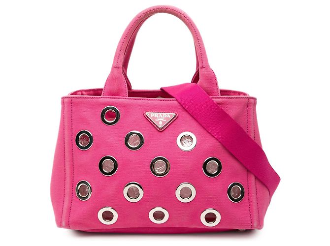 Bolsa de lona Canapa grommet rosa da Prada